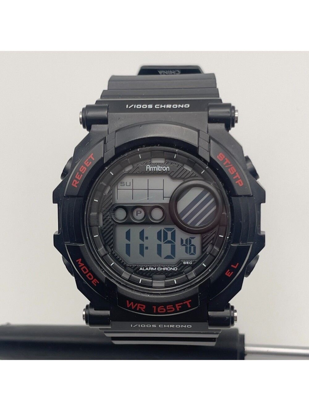 ARMITRON Black Digital Watch All-Sport Chrono Acrylic Case WR 165ft